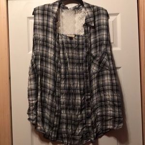 True Self sleeveless dress flannel with lace sz 4x